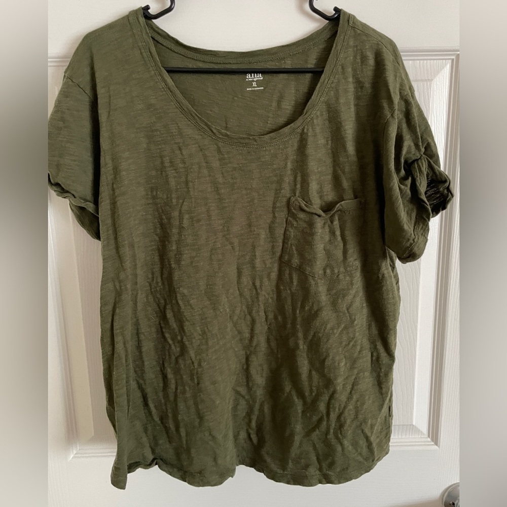 A.n.a Green Casual Tee